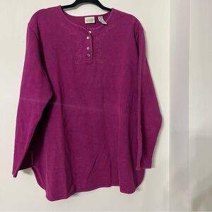 Classic Elements Women's Size 16-18 W Long Sleeve Purple Embroidered